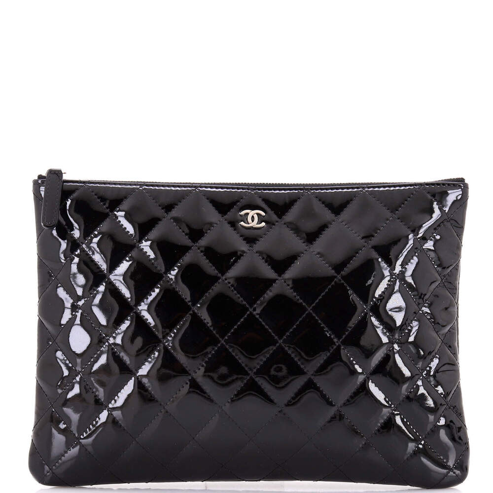 Chanel Medium O Case Clutch Quilted Patent